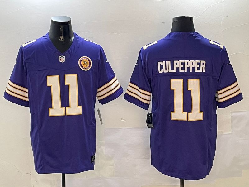 Men Minnesota Vikings #11 Culpepper Purple Throwback Three generation 2024 Nike Limited NFL Jersey style 2